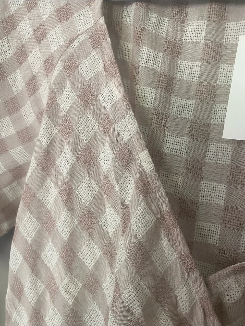 MADEWELL Sweetheart Wrap Tie Top In Beige Gingham Check Size Medium
